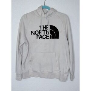 The North Face Half Dome Pullover Hoodie Sweatshirt Womens M Tan Fleece Logo